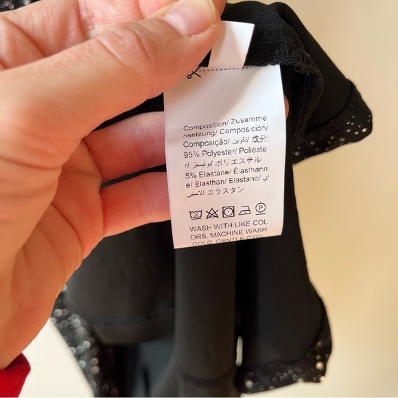 Black Sparkle Bodycon Midi Dress L Faux Wrap Gold Chain Straps, NYE Holiday Glam - Picture 9 of 10